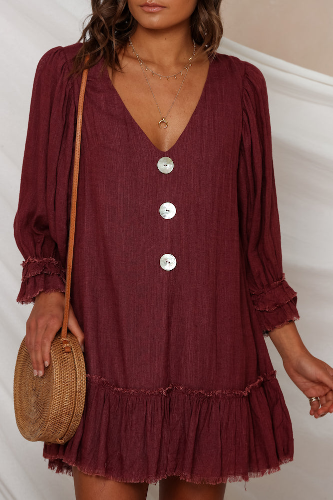 Chaumon Dress Maroon-Seaa Fashion