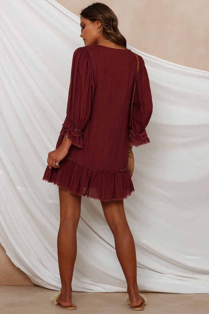 Chaumon Dress Maroon-Seaa Fashion