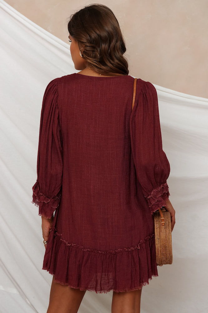 Chaumon Dress Maroon-Seaa Fashion