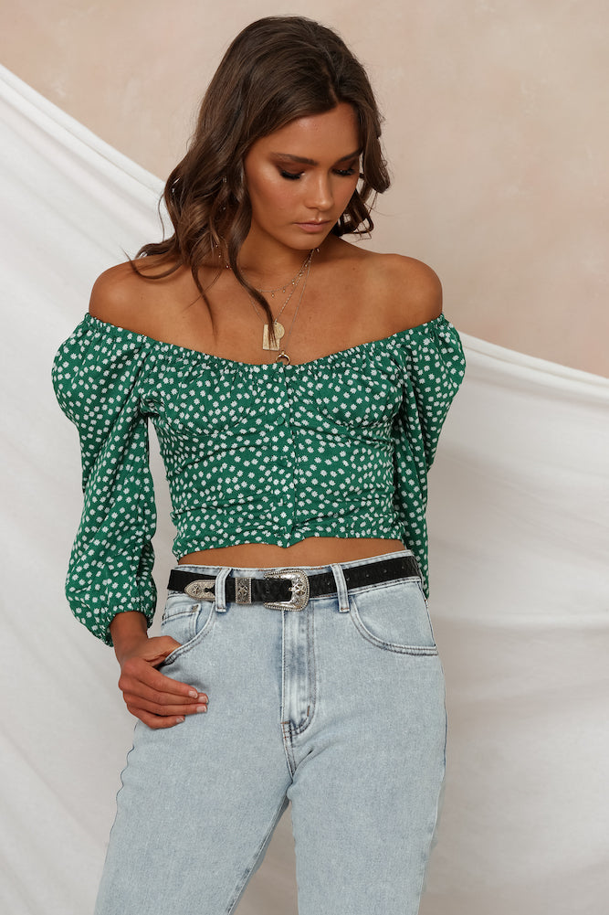 Fresh Blooms Crop Top Green-Seaa Fashion