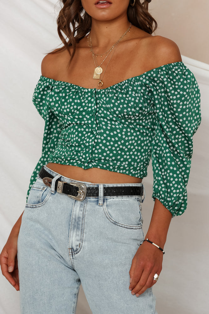 Fresh Blooms Crop Top Green-Seaa Fashion