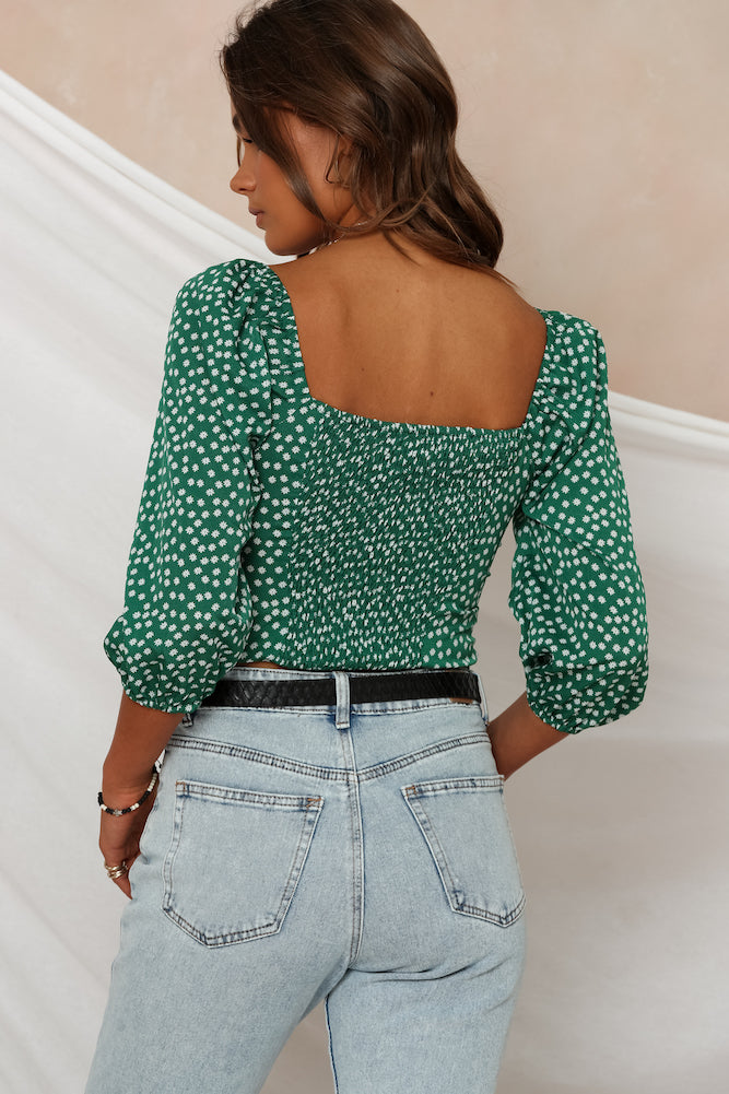Fresh Blooms Crop Top Green-Seaa Fashion