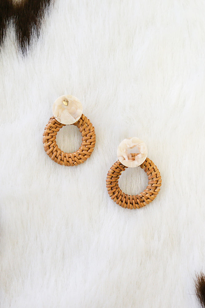 Woven Dreams Earrings Tan-Seaa Fashion