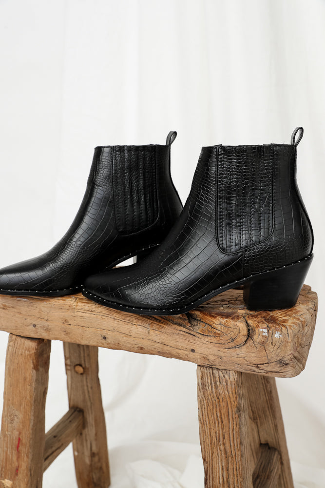 BILLINI Upton Boots Black Croc-Seaa Fashion