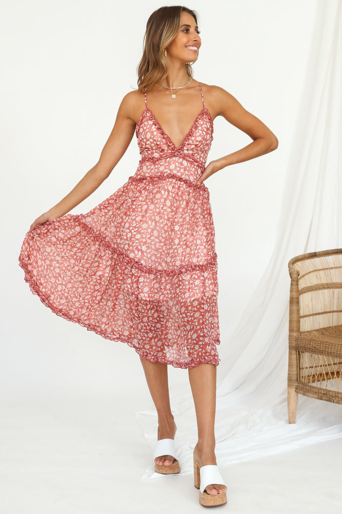 Hey Darling Midi Dress Rose-Seaa Fashion