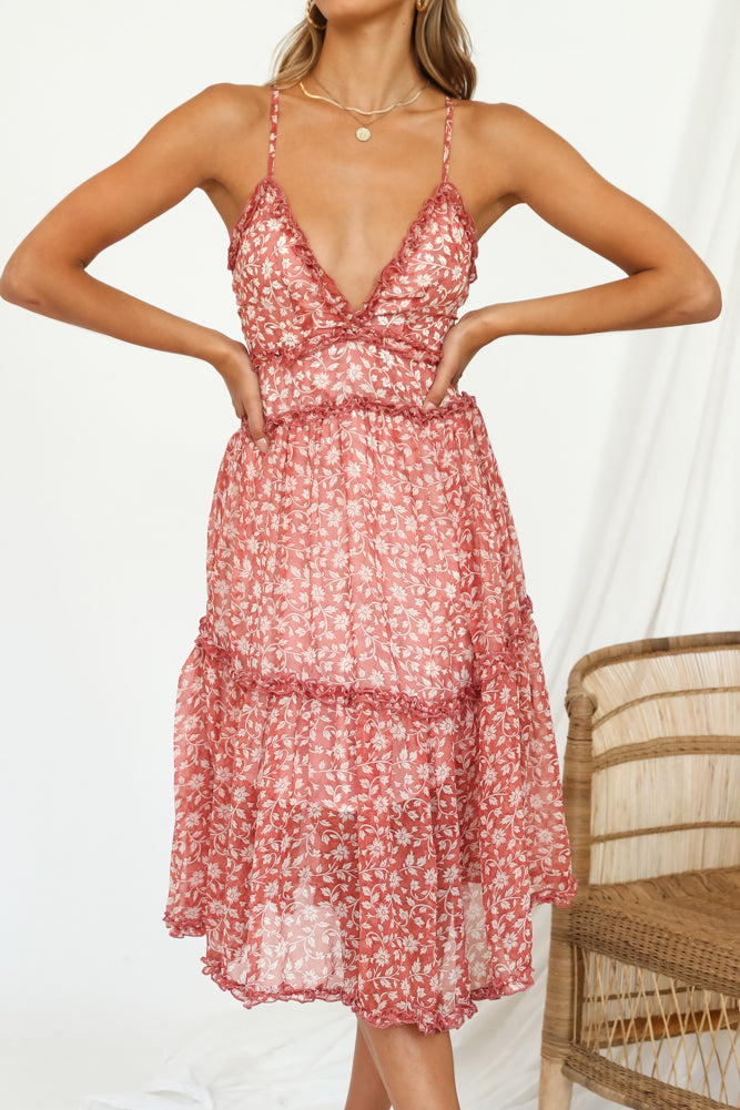 Hey Darling Midi Dress Rose-Seaa Fashion