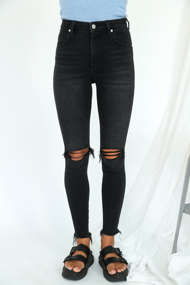 WRANGLER Hi Pins Cropped Skinny Jeans Backbite Black-Seaa Fashion