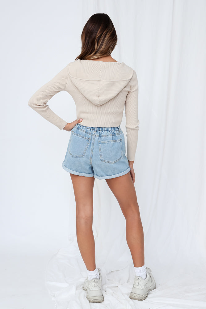 Sisterhood Knit Hoodie Beige-Seaa Fashion