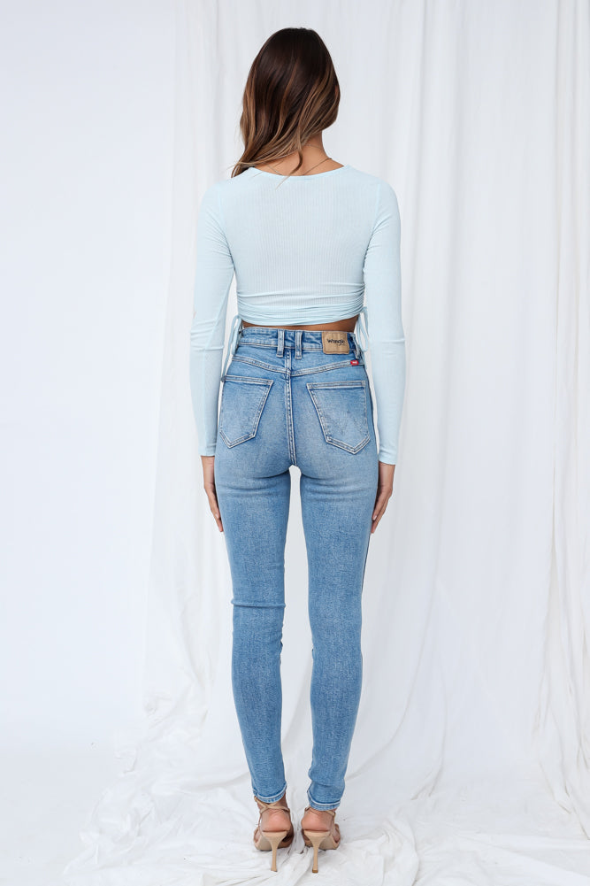 Baja Blossom Crop Top Sky Blue-Seaa Fashion