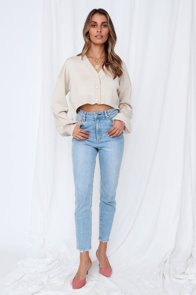 Silent Hour Crop Cardigan Beige-Seaa Fashion