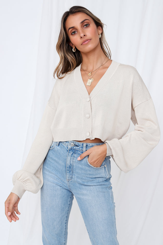 Silent Hour Crop Cardigan Beige-Seaa Fashion