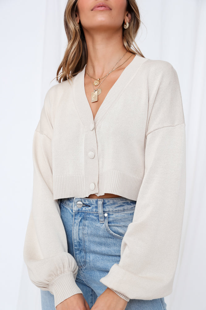Silent Hour Crop Cardigan Beige-Seaa Fashion