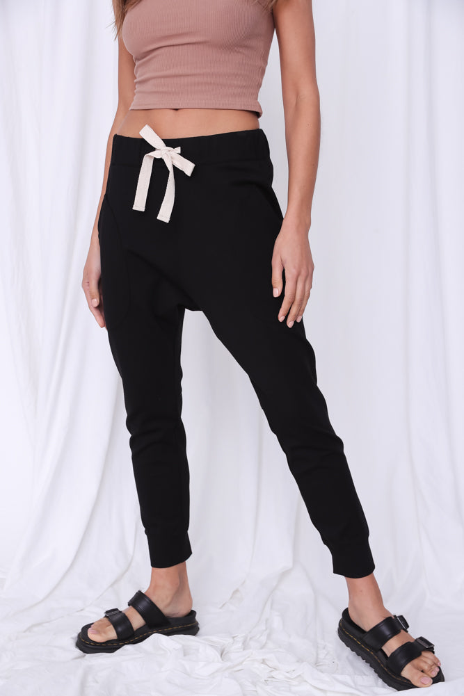 The Others The Ponte Drop Crotch Pants Black-Seaa Fashion