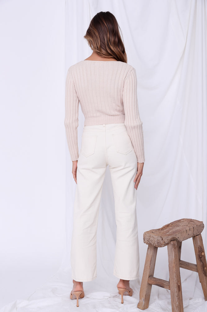 Say Sayonara Crop Knit Beige-Seaa Fashion