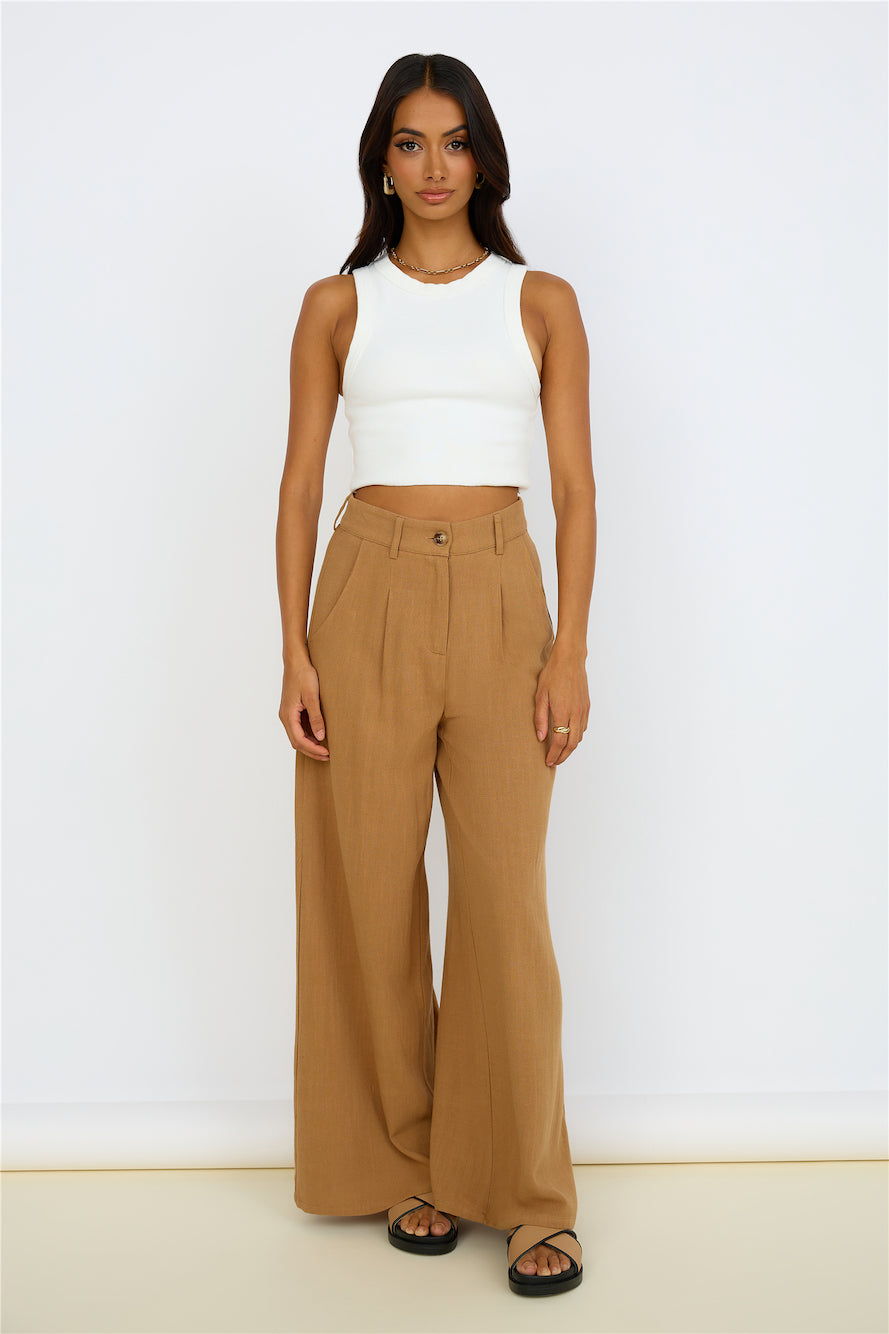 GIRL AND THE SUN Lia Pants Walnut-Seaa Fashion