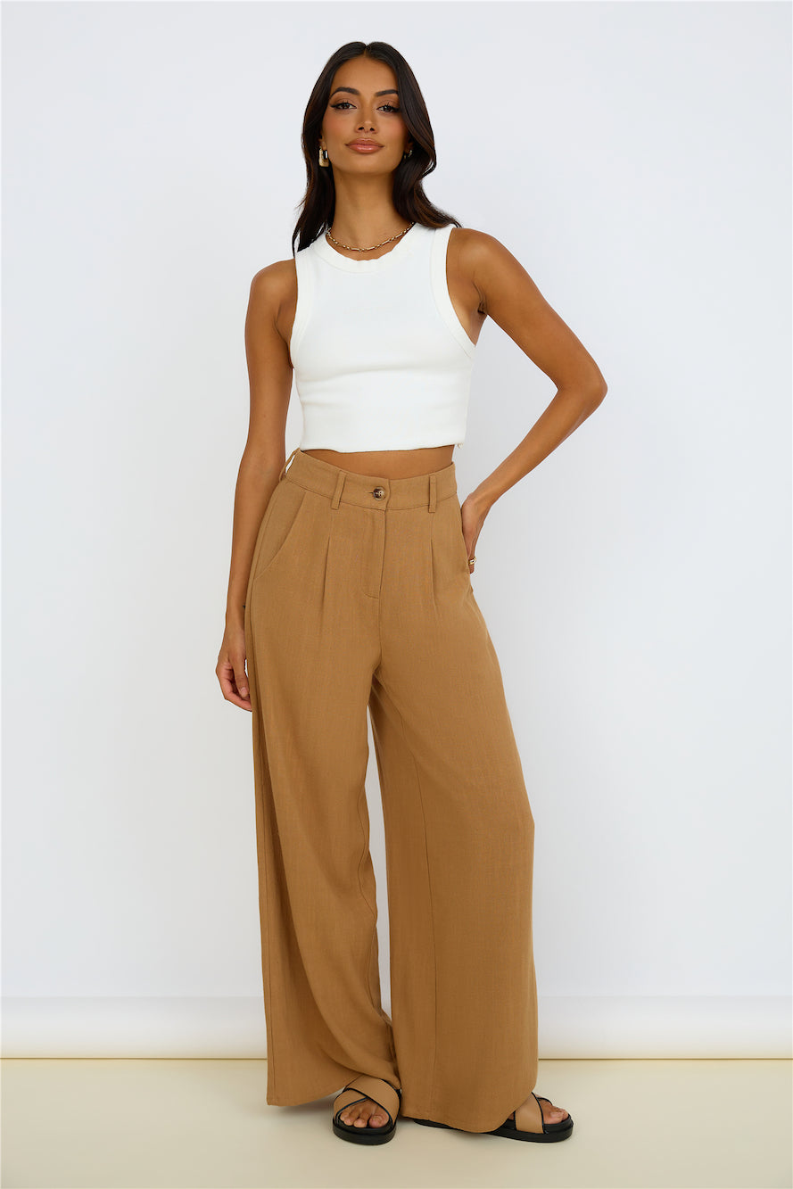 GIRL AND THE SUN Lia Pants Walnut-Seaa Fashion