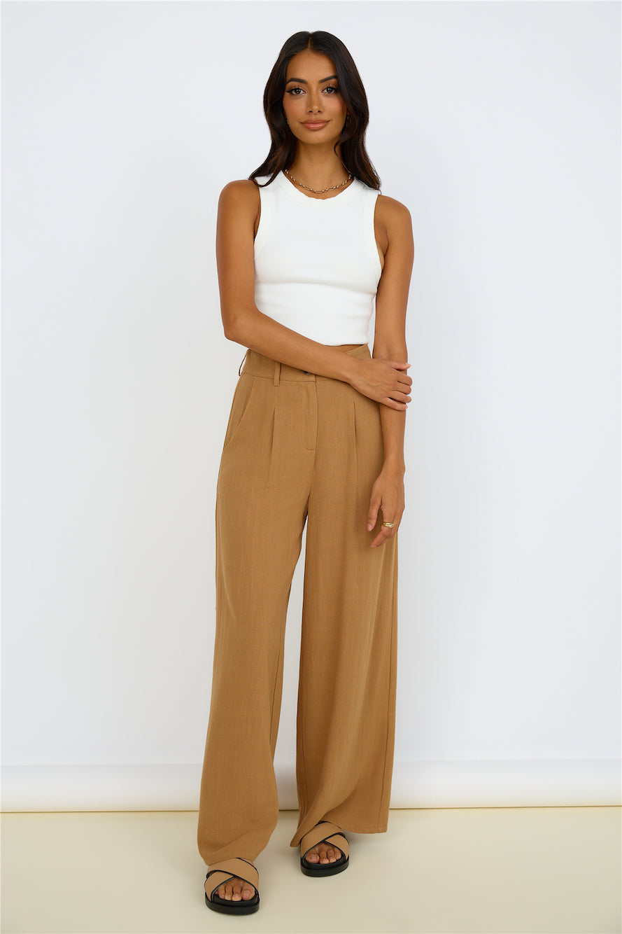GIRL AND THE SUN Lia Pants Walnut-Seaa Fashion