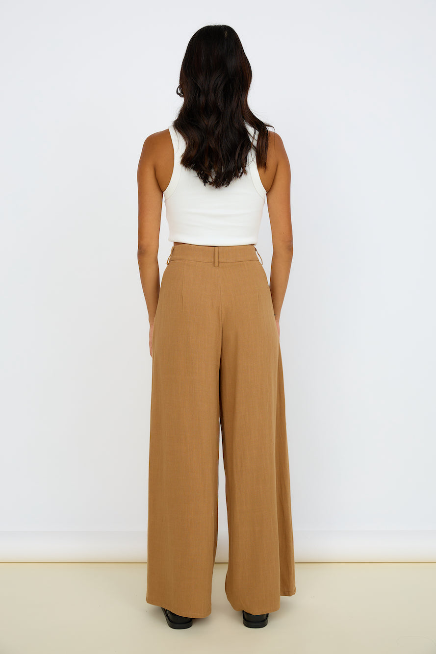 GIRL AND THE SUN Lia Pants Walnut-Seaa Fashion