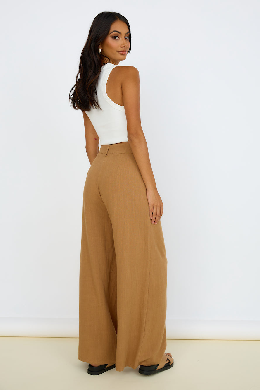 GIRL AND THE SUN Lia Pants Walnut-Seaa Fashion
