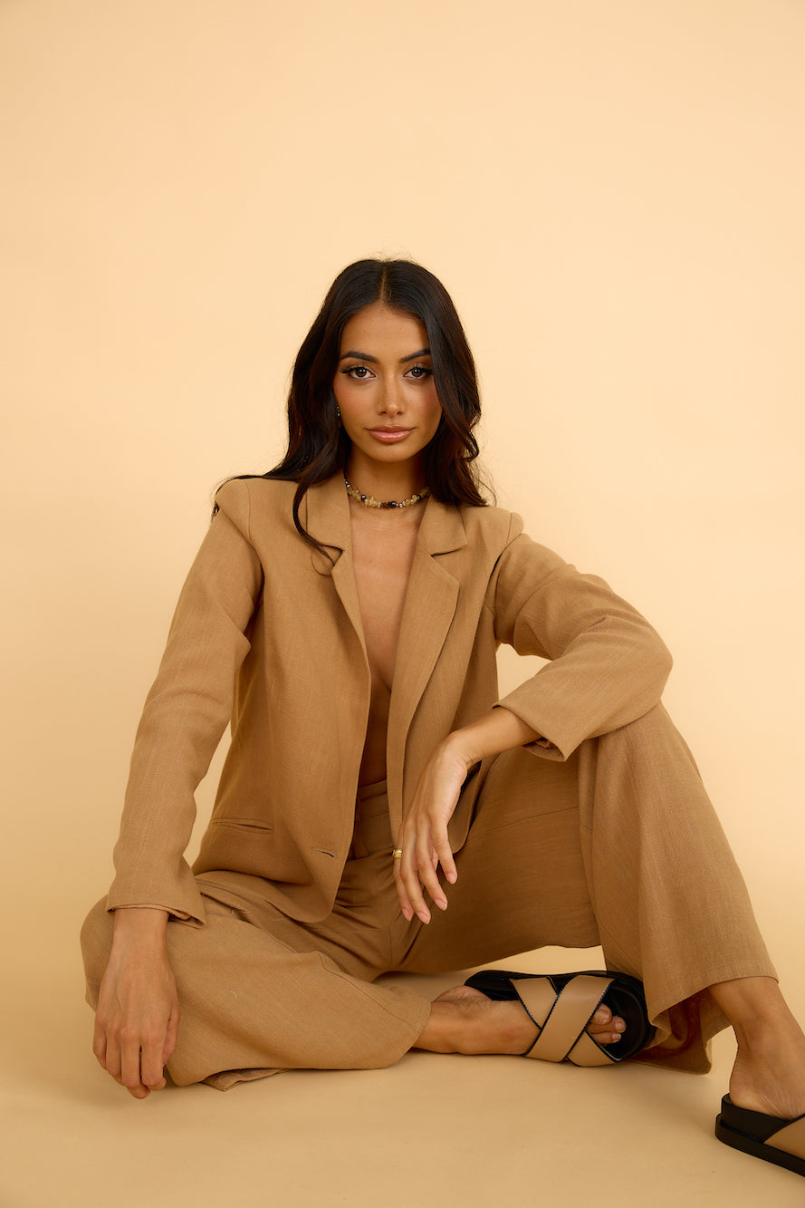 GIRL AND THE SUN Dolores Blazer Walnut-Seaa Fashion