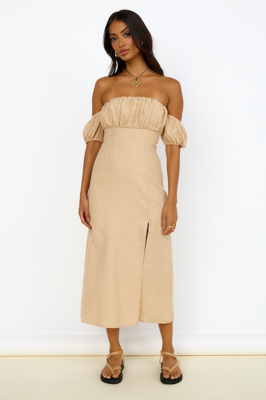 Sweet Serendipity Midi Dress Brown-Seaa Fashion