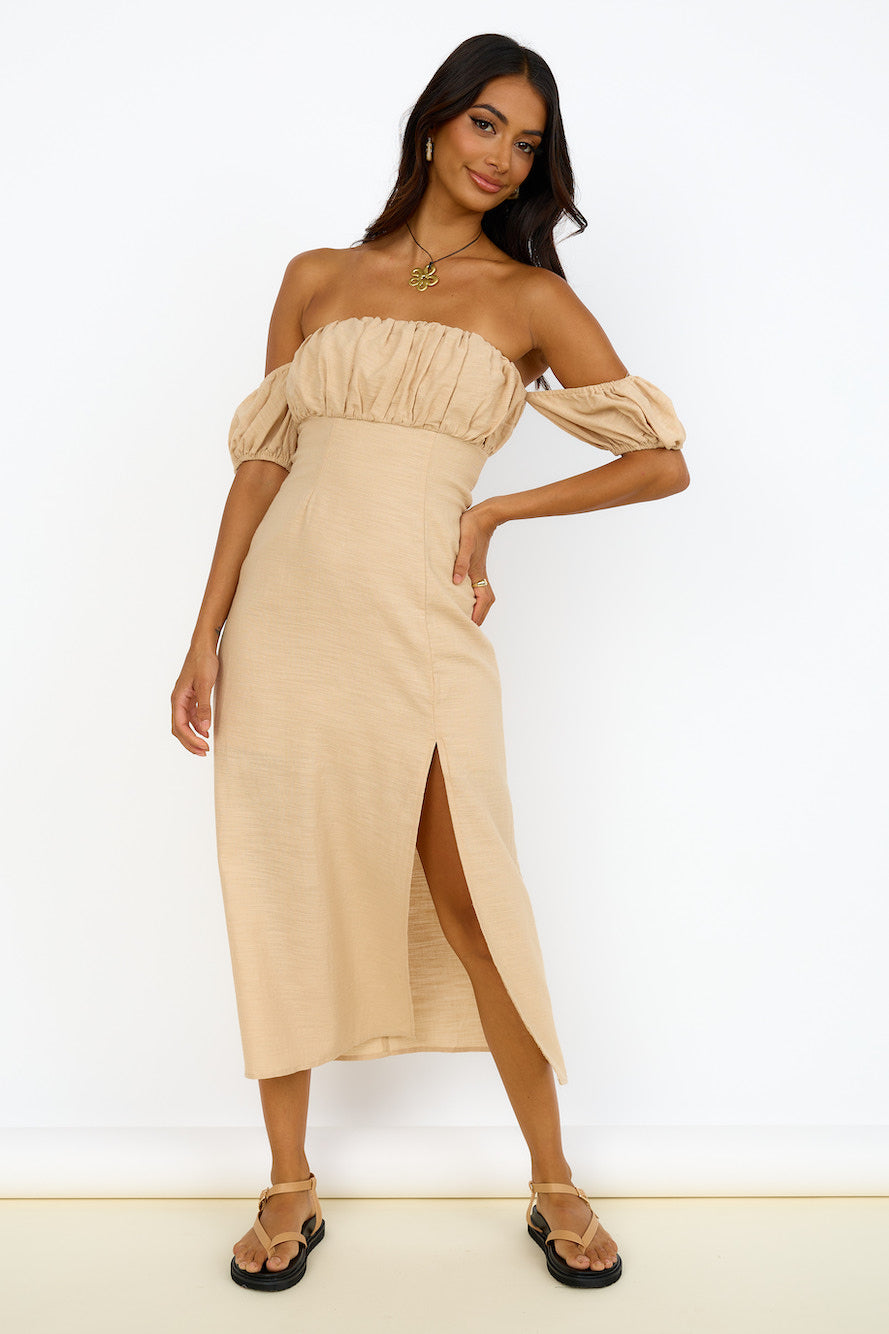 Sweet Serendipity Midi Dress Brown-Seaa Fashion