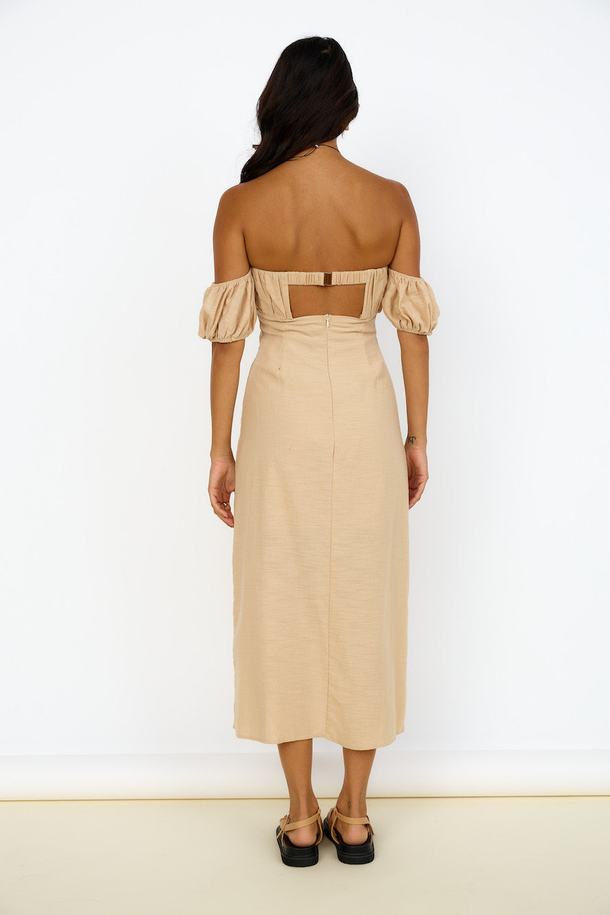 Sweet Serendipity Midi Dress Brown-Seaa Fashion