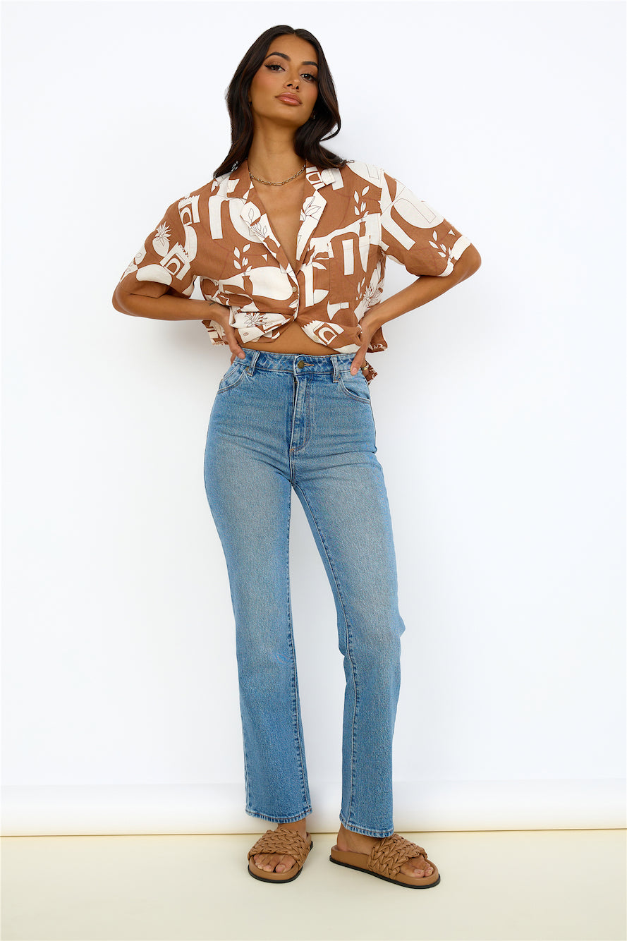 ROLLA'S Original High Rise Straight Jean Brad Blue-Seaa Fashion