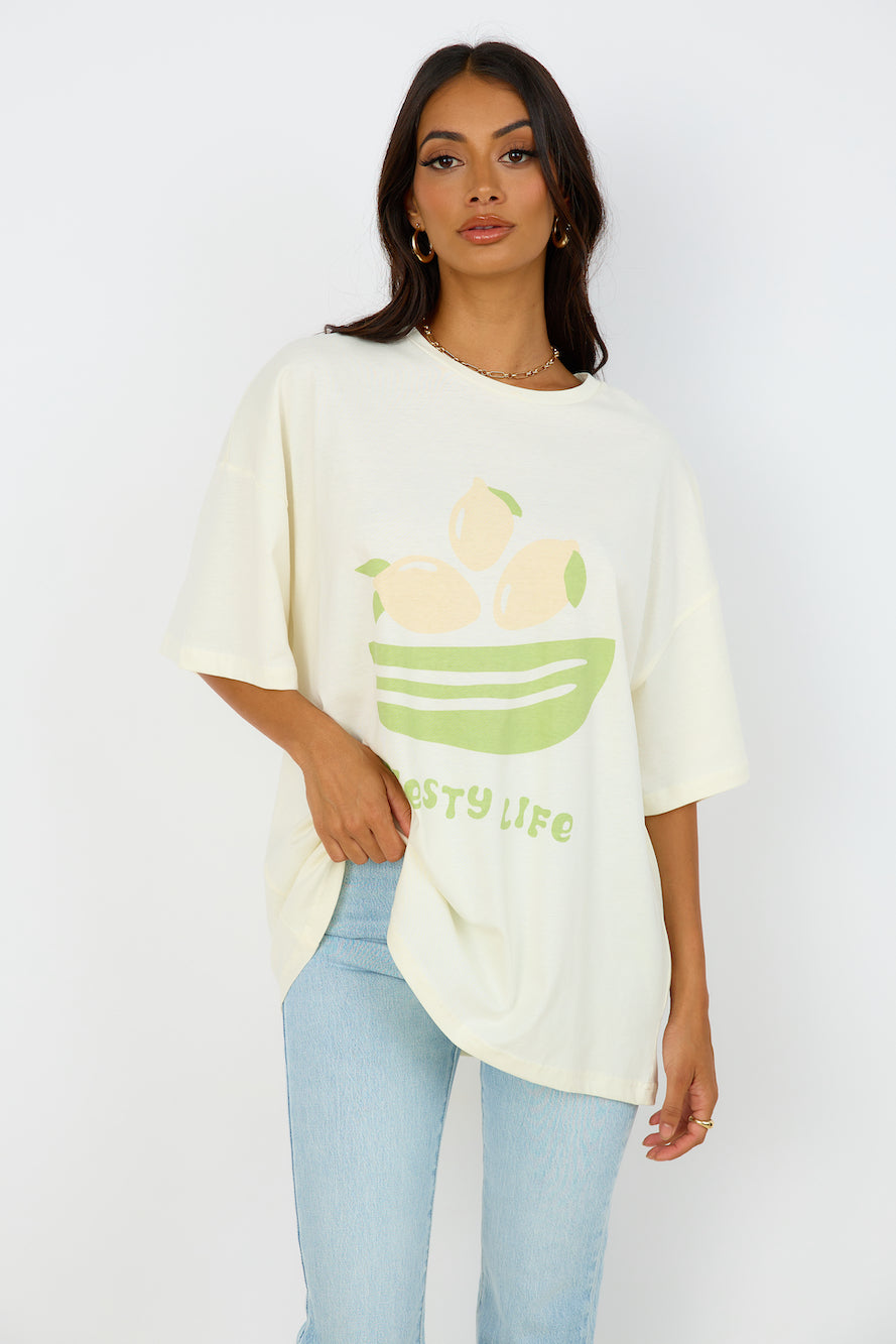 GIRL AND THE SUN Zesty Life Tee Cream-Seaa Fashion