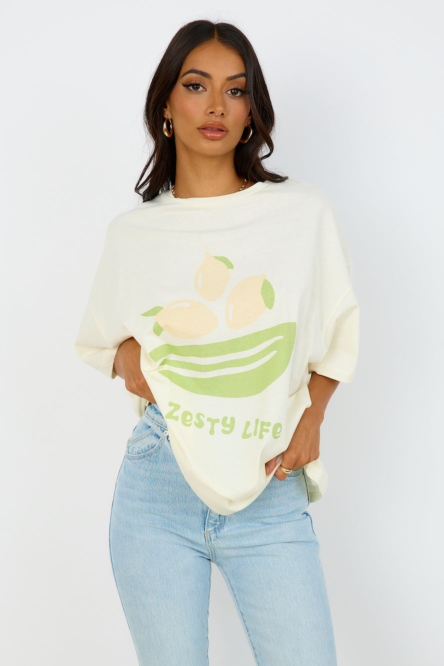 GIRL AND THE SUN Zesty Life Tee Cream-Seaa Fashion