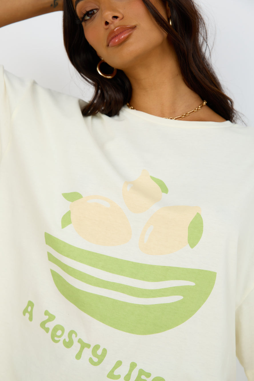 GIRL AND THE SUN Zesty Life Tee Cream-Seaa Fashion