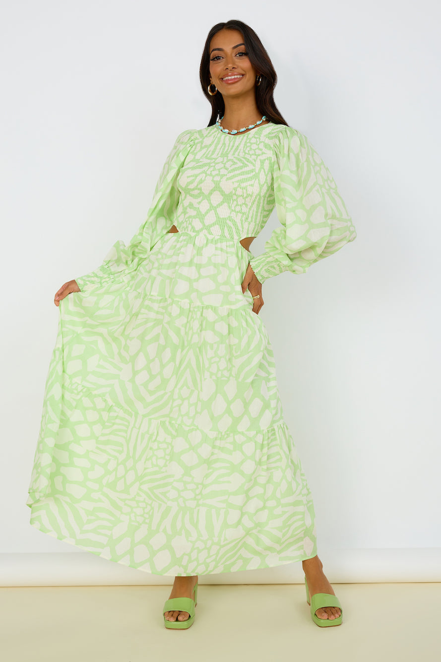 GIRL AND THE SUN Paloa Maxi Dress Lime Green-Seaa Fashion