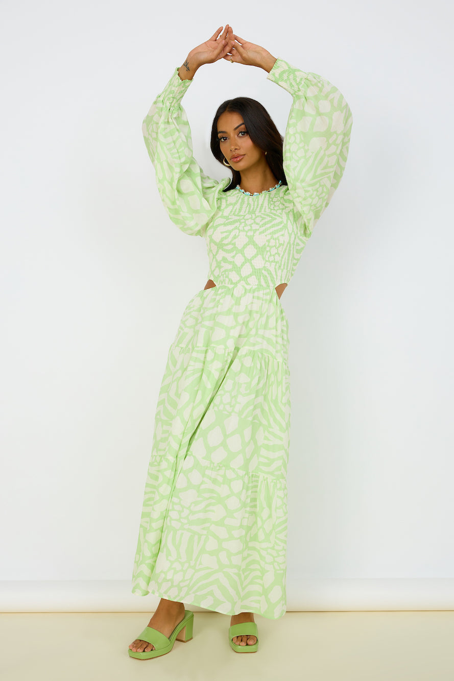 GIRL AND THE SUN Paloa Maxi Dress Lime Green-Seaa Fashion