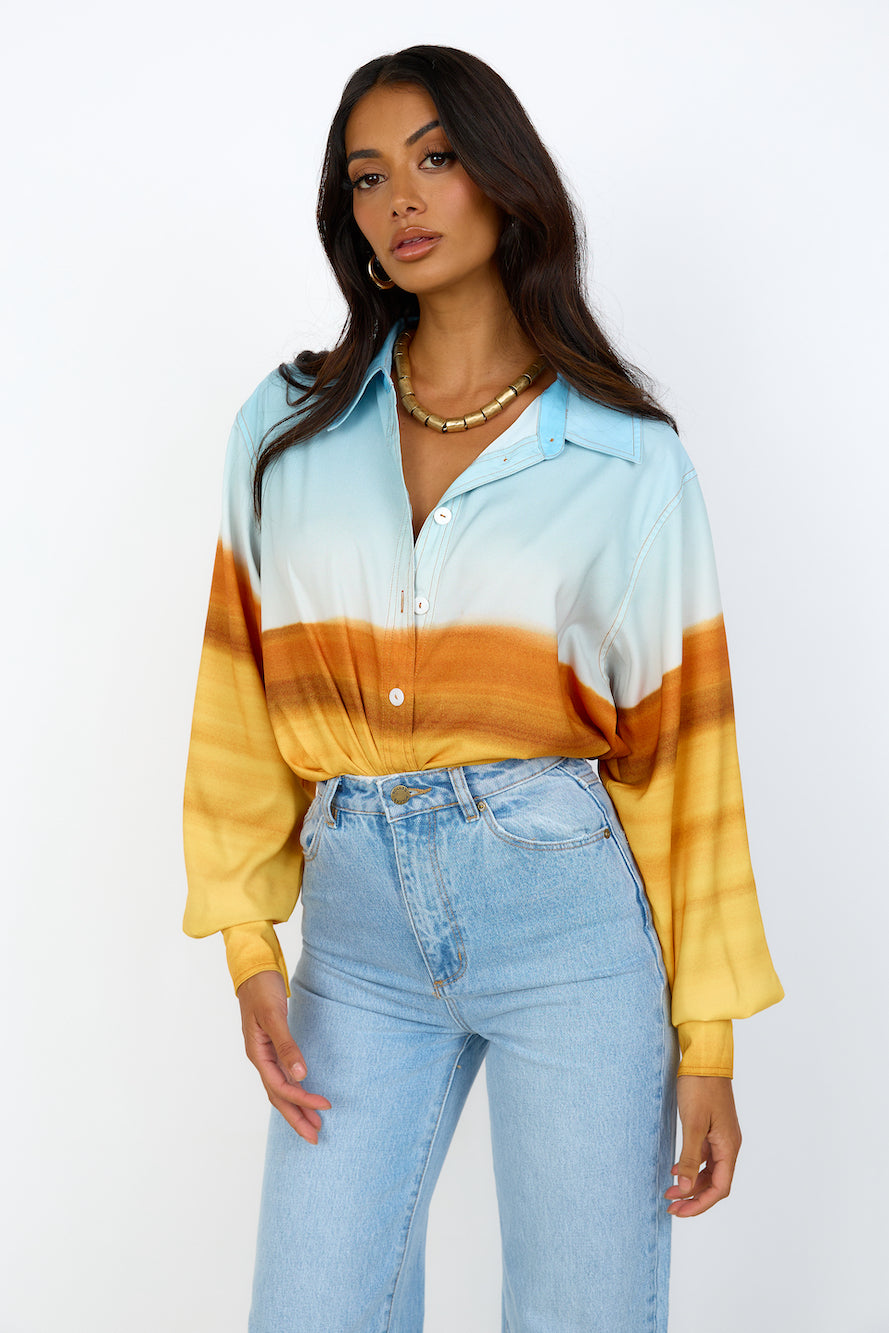 C/MEO COLLECTIVE Vertigo Shirt Landscape Print-Seaa Fashion