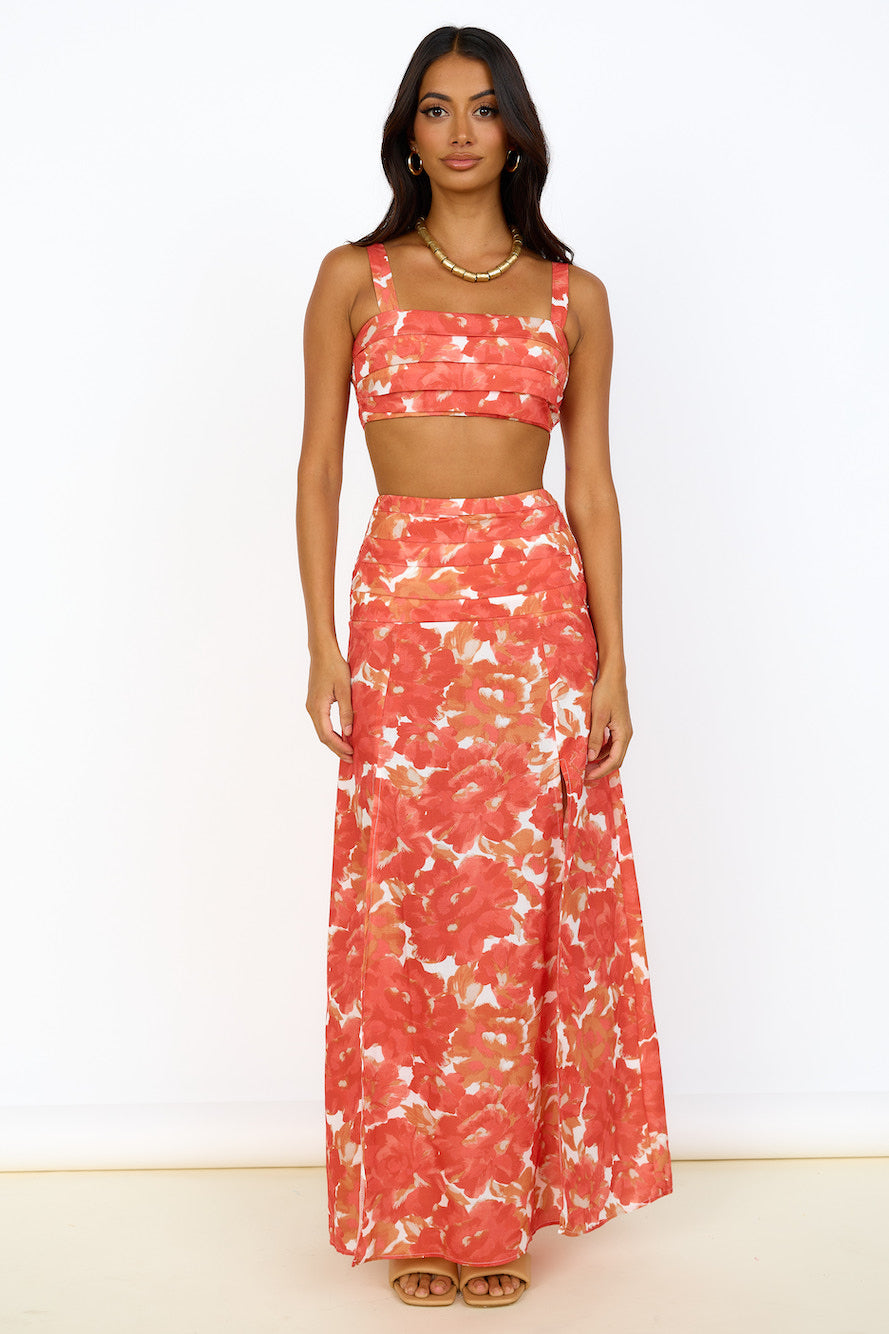 Golden Sunset Maxi Skirt Orange-Seaa Fashion