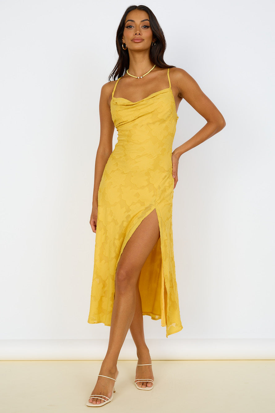 Story Of Songs Midi Dress Yellow-Seaa Fashion
