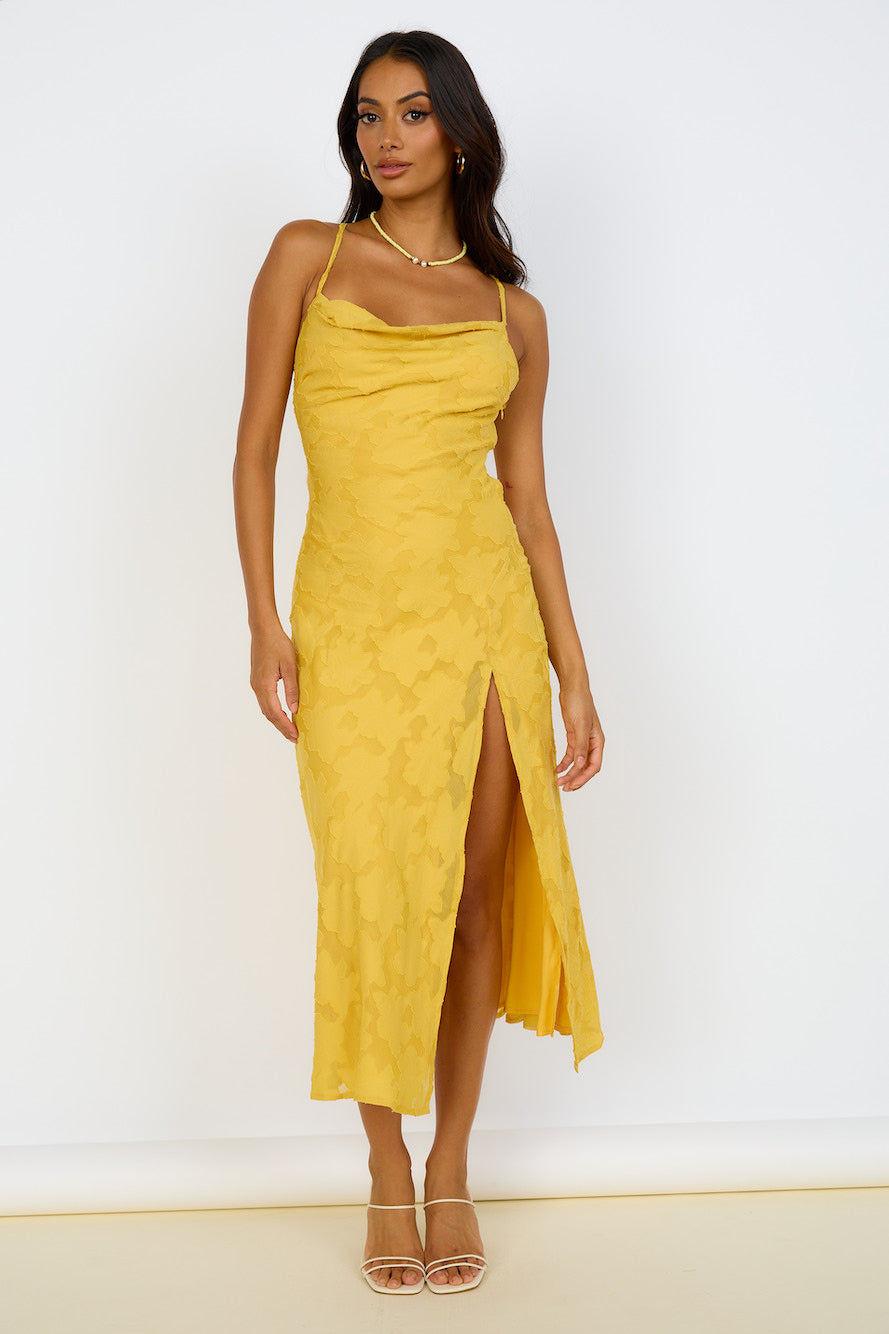 Story Of Songs Midi Dress Yellow-Seaa Fashion