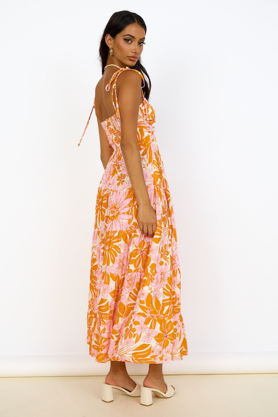 Sunshine Sweetheart Maxi Dress Orange-Seaa Fashion