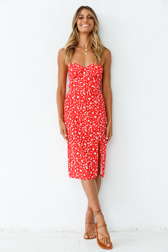 Waiting For Spring Midi Dress Red-Seaa Fashion