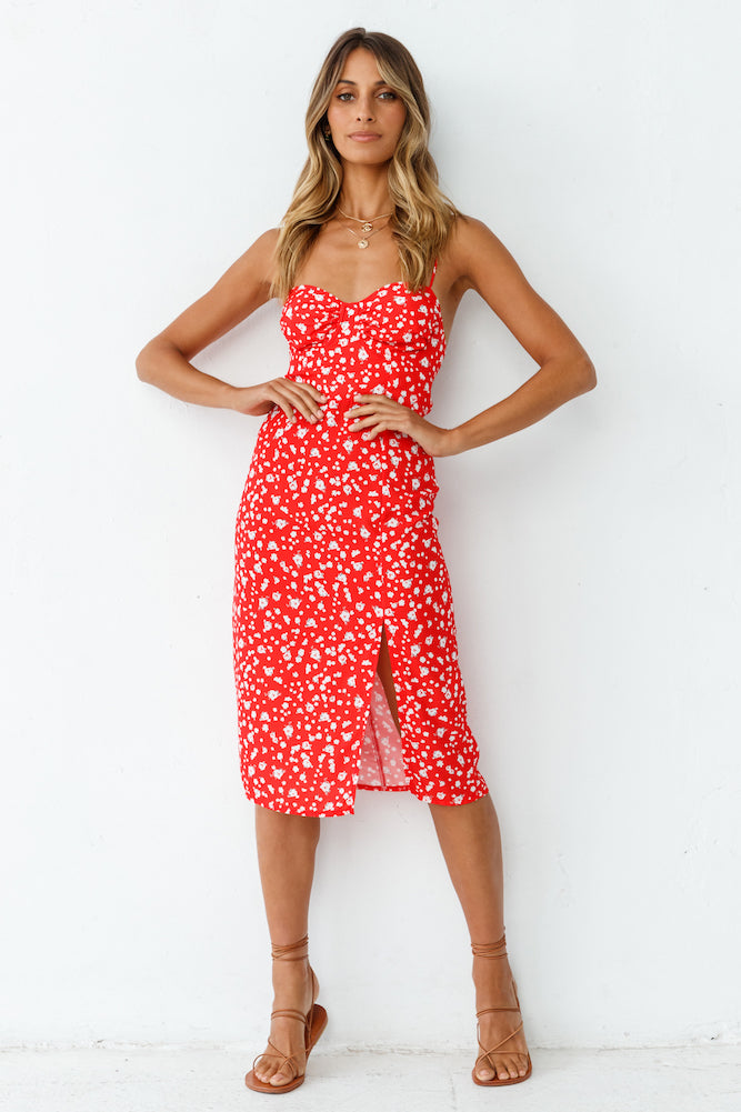 Waiting For Spring Midi Dress Red-Seaa Fashion
