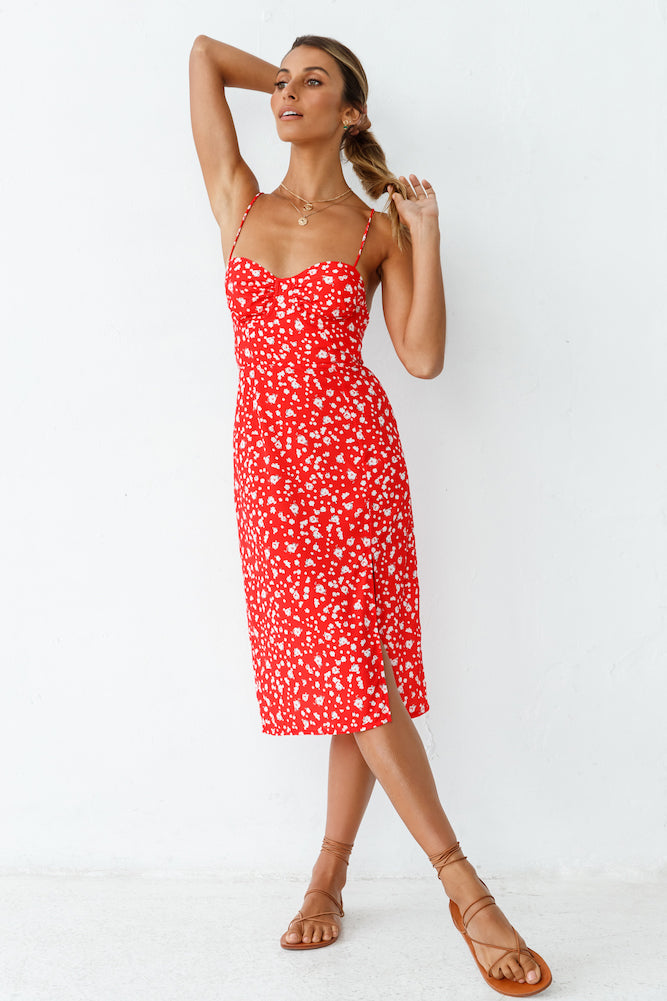 Waiting For Spring Midi Dress Red-Seaa Fashion