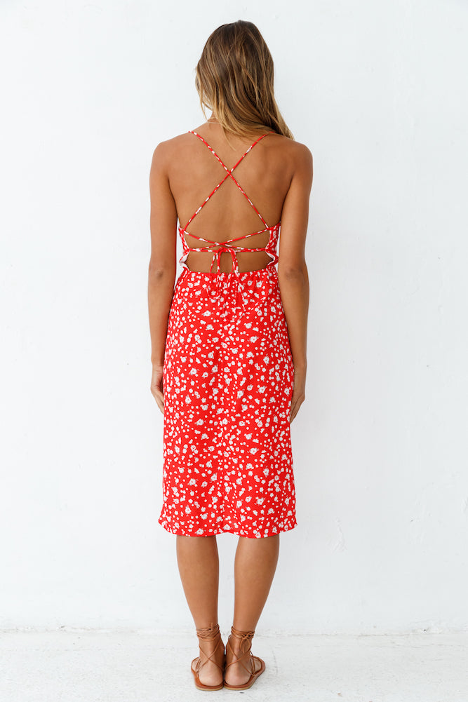 Waiting For Spring Midi Dress Red-Seaa Fashion