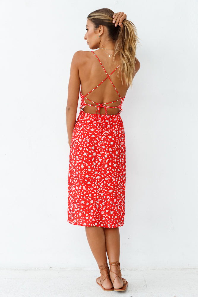 Waiting For Spring Midi Dress Red-Seaa Fashion