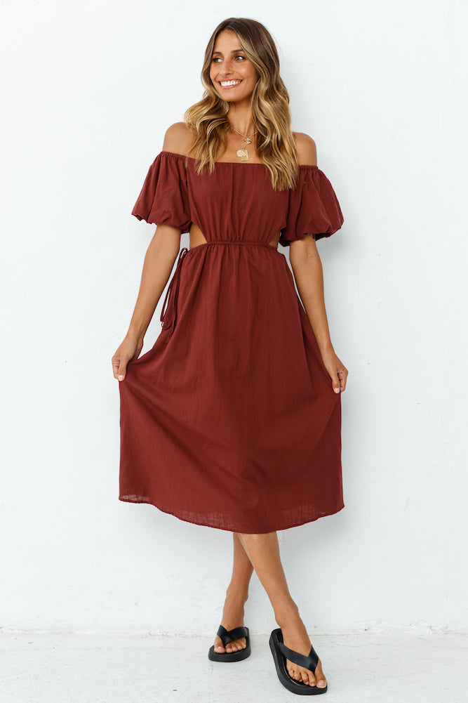 Through The Night Midi Dress Wine-Seaa Fashion