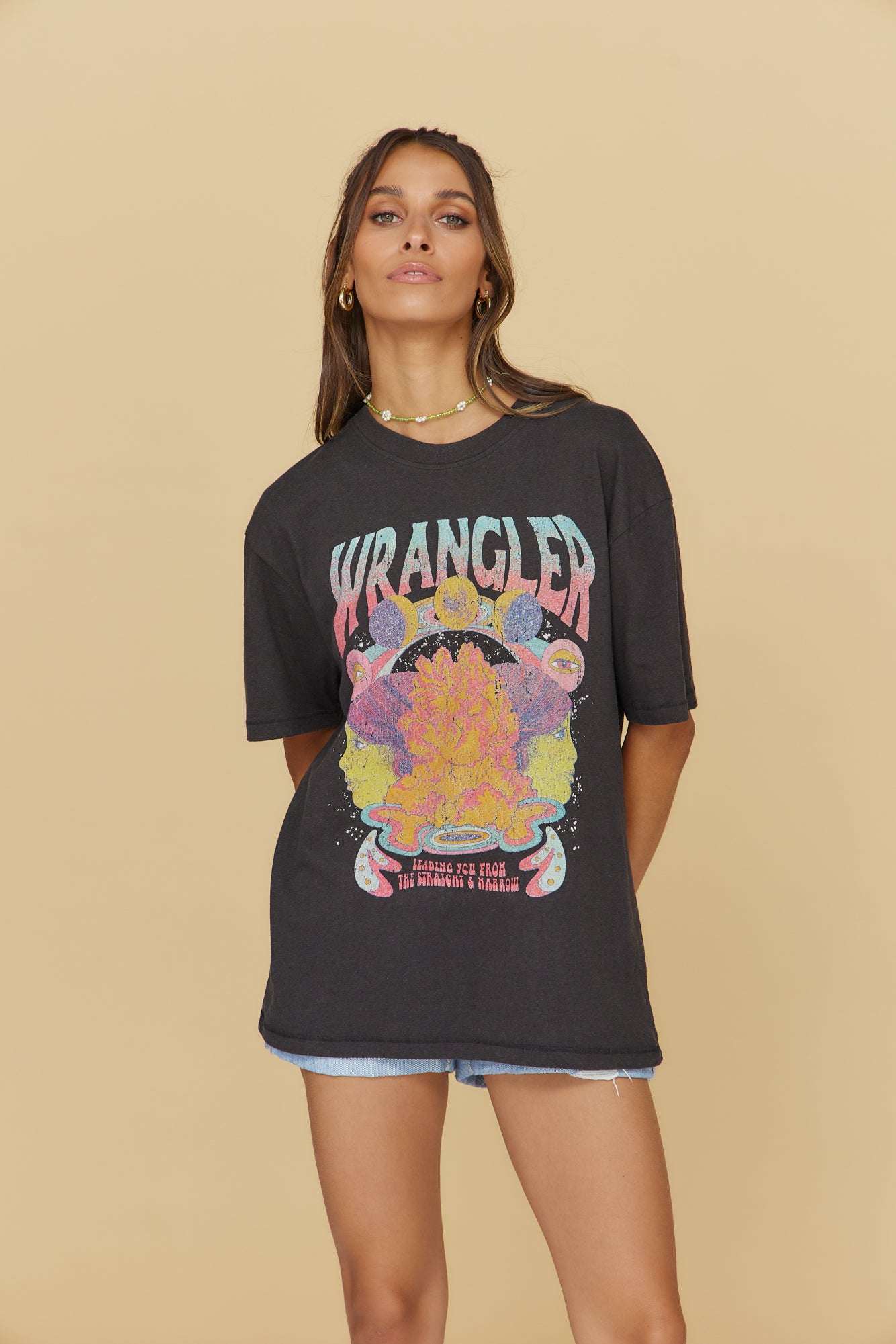 WRANGLER Face Off Tee Worn Black-Seaa Fashion