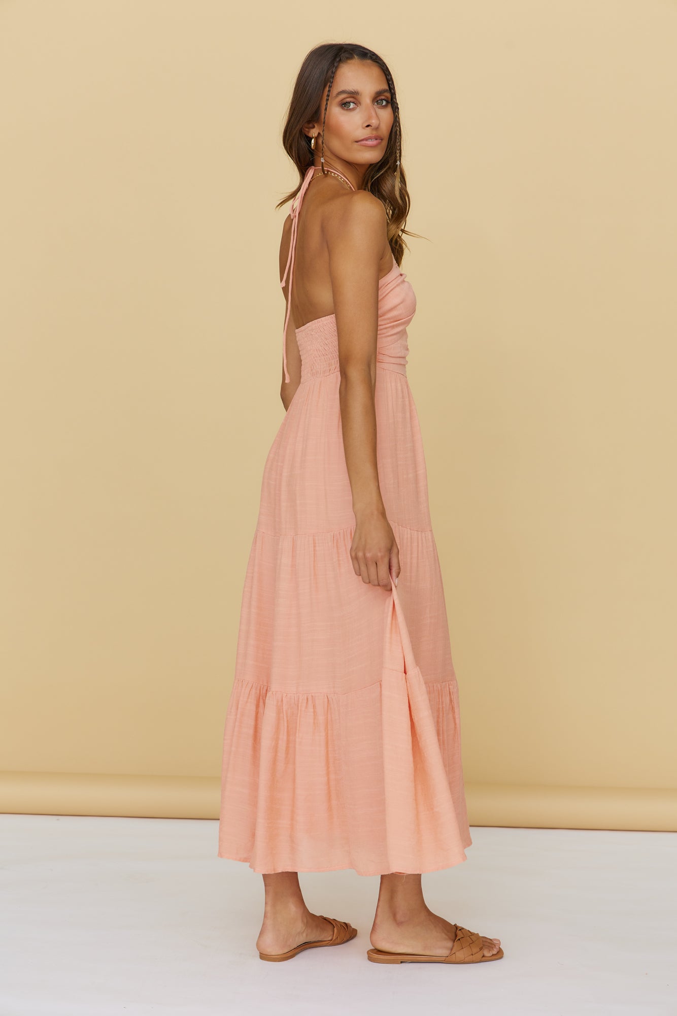 At First Light Maxi Dress Peach-Seaa Fashion