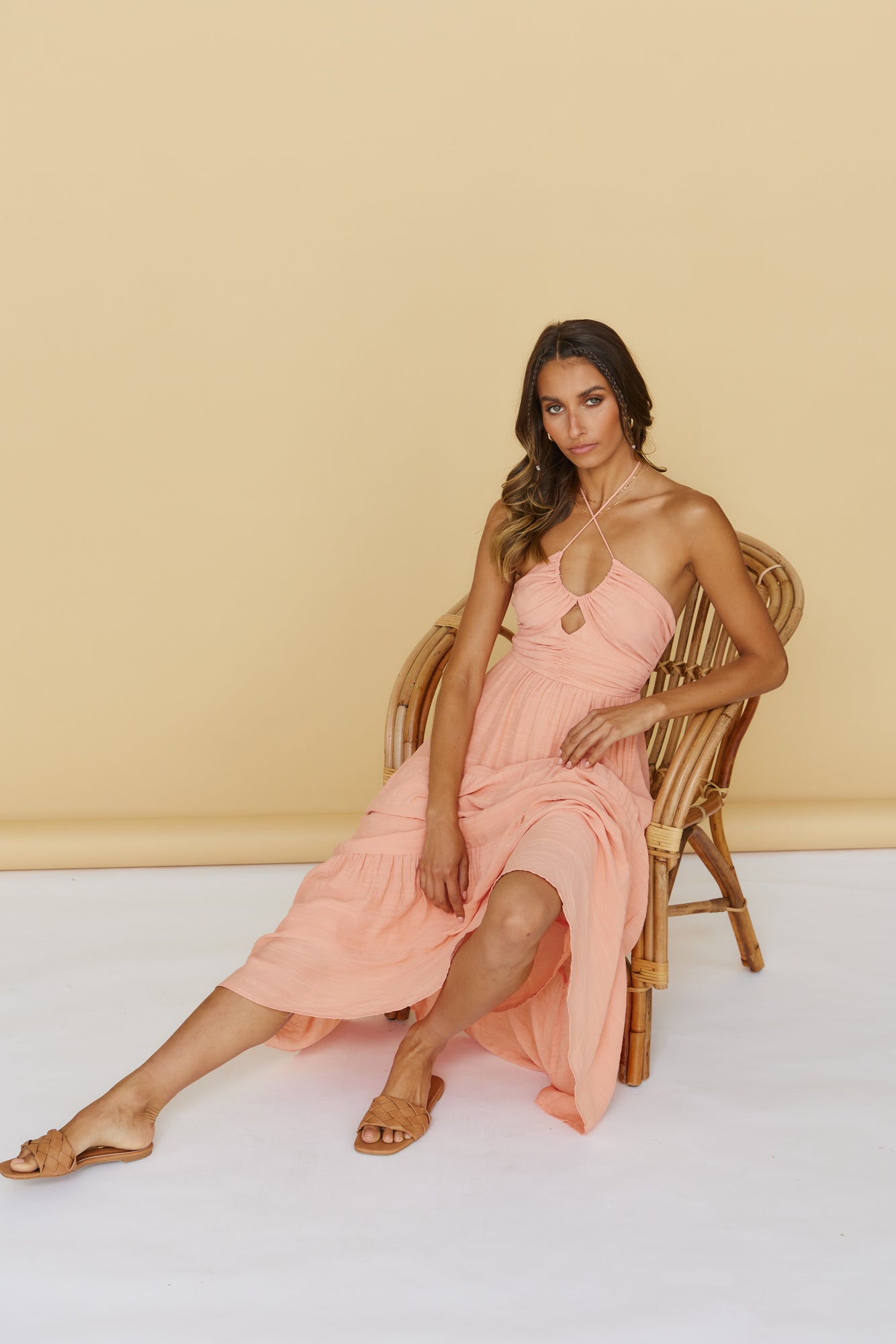 At First Light Maxi Dress Peach-Seaa Fashion