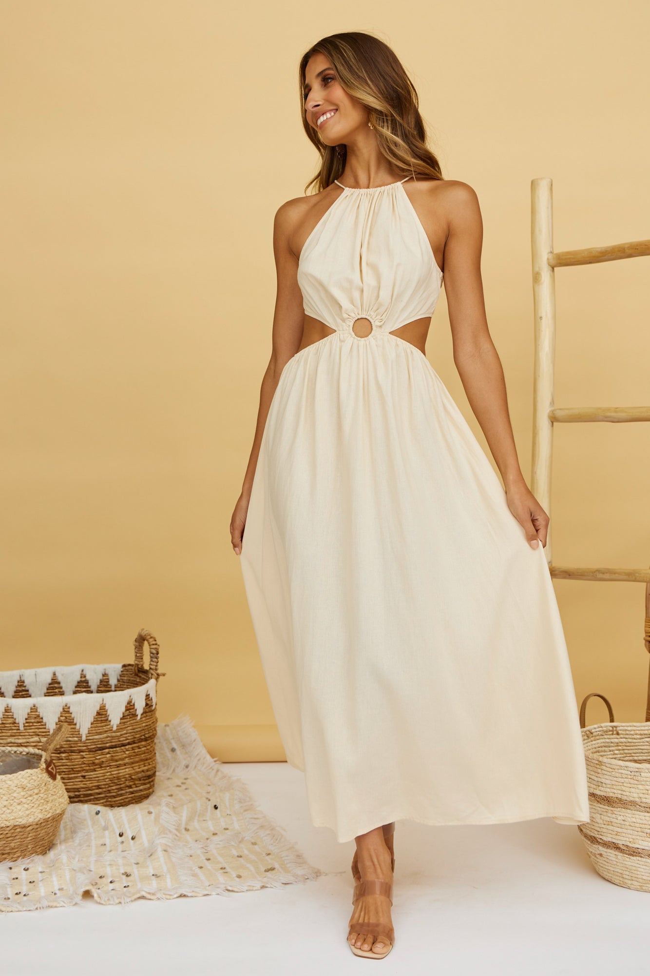 Aulma Maxi Dress Beige-Seaa Fashion
