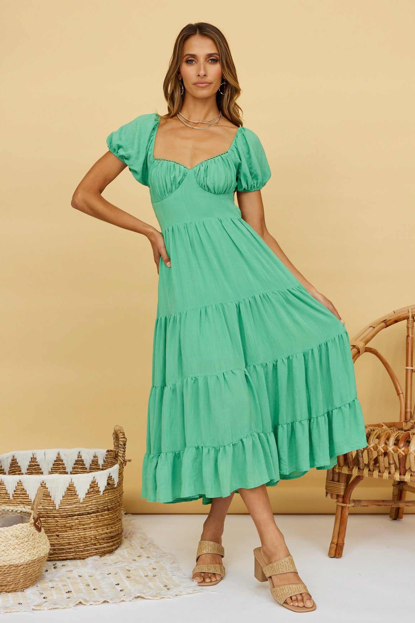 Serendipitous Moments Maxi Dress Green-Seaa Fashion