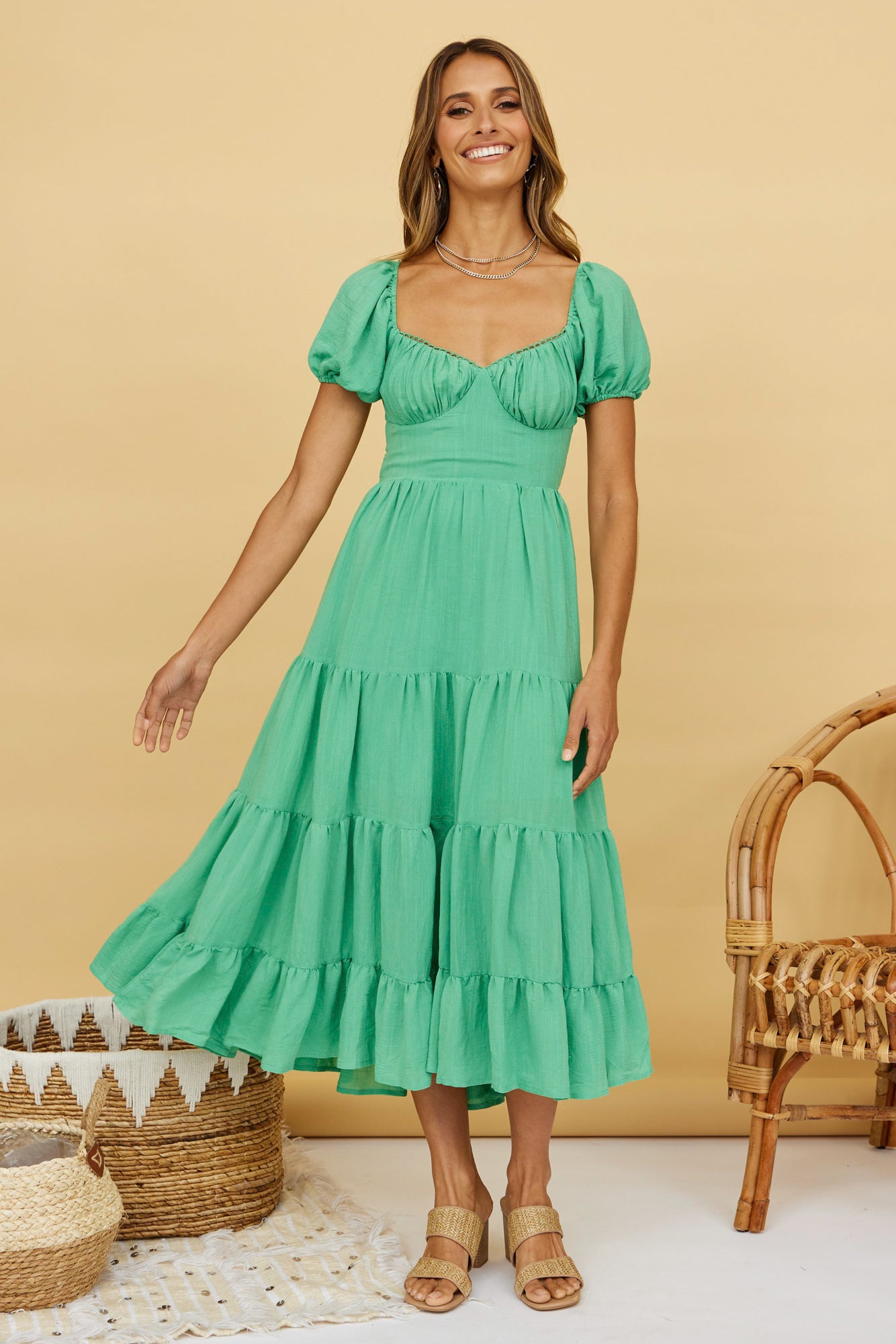 Serendipitous Moments Maxi Dress Green-Seaa Fashion